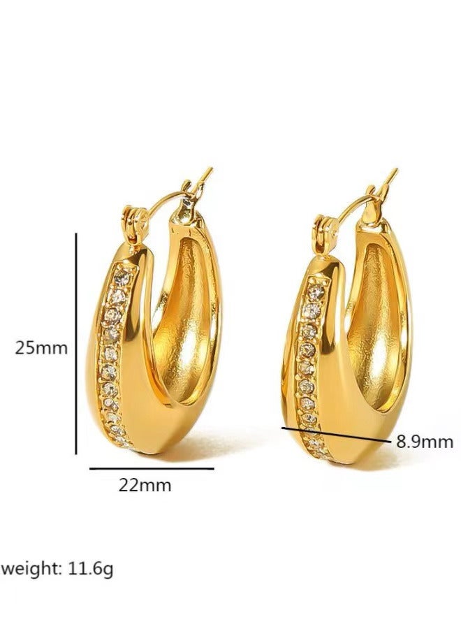 خمر فاخر 18K مطلية بالذهب أقراط هندسية - أزياء أنيقة بيان - Image 2
